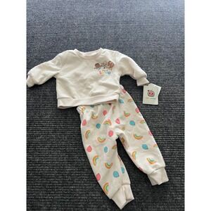 CoComelon Infant 0-3M Sweatshirt Joggers Set Cream Rainbow‎ Full of Love Lounge